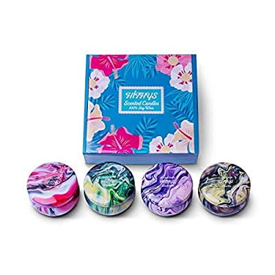 Scented Candles Aromatherapy Soy Set:Rose Lavender Vanilla Freesia Rosemary Jasmine Natural Wax Travel Tin Fragrance Relaxing Stress Relief Aroma Home Bath Spa Yoga Candle Gift for Women 6x2.5oz Pack